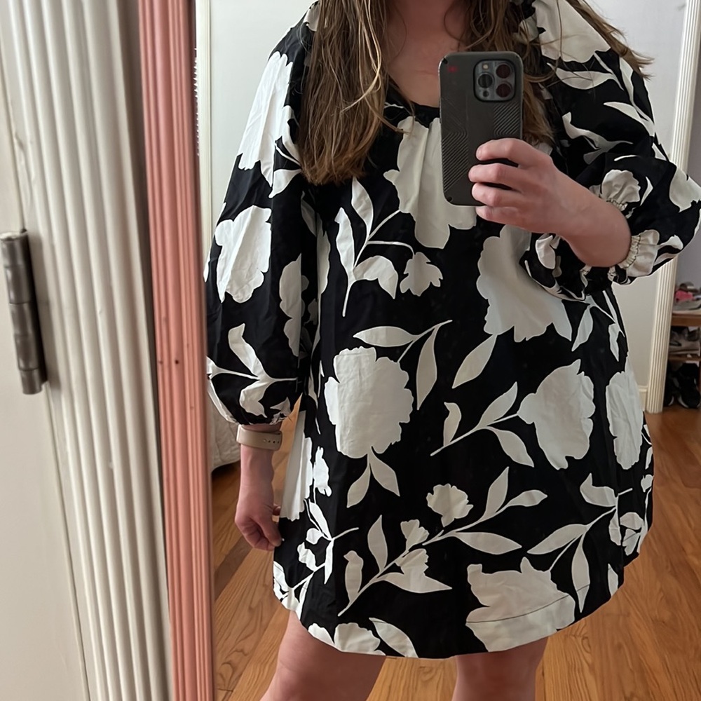 Kate Spade x target Black and White Floral Dress XS poplin